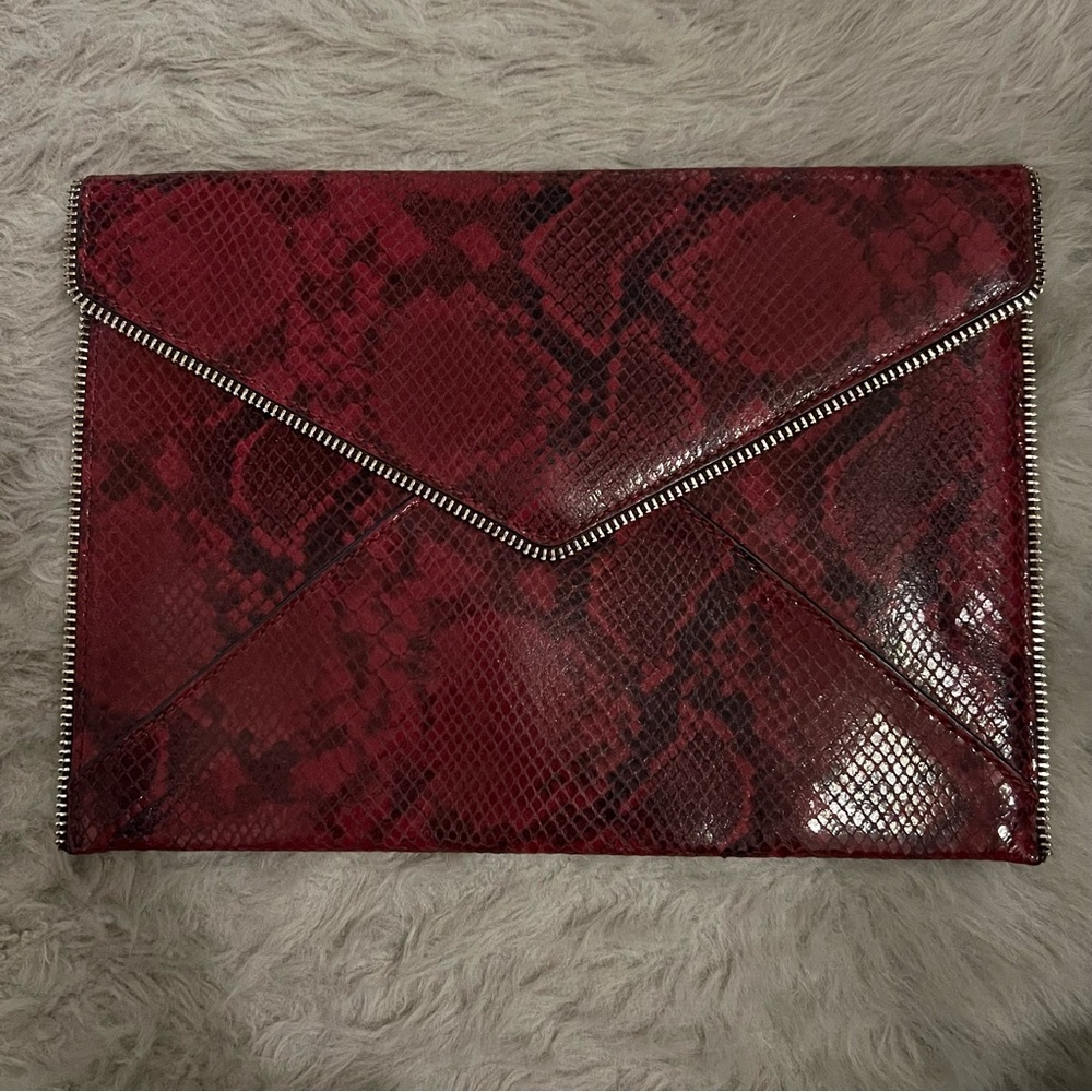 Rebecca Minkoff Sunday Leo red snake leather clutch